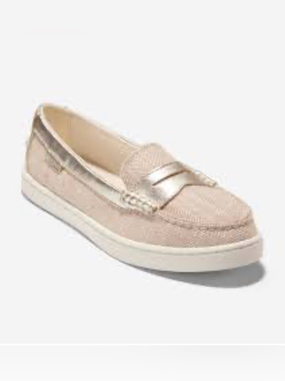 Cole Haan Metallic Gold Herringbone Penny Loafers for Women
